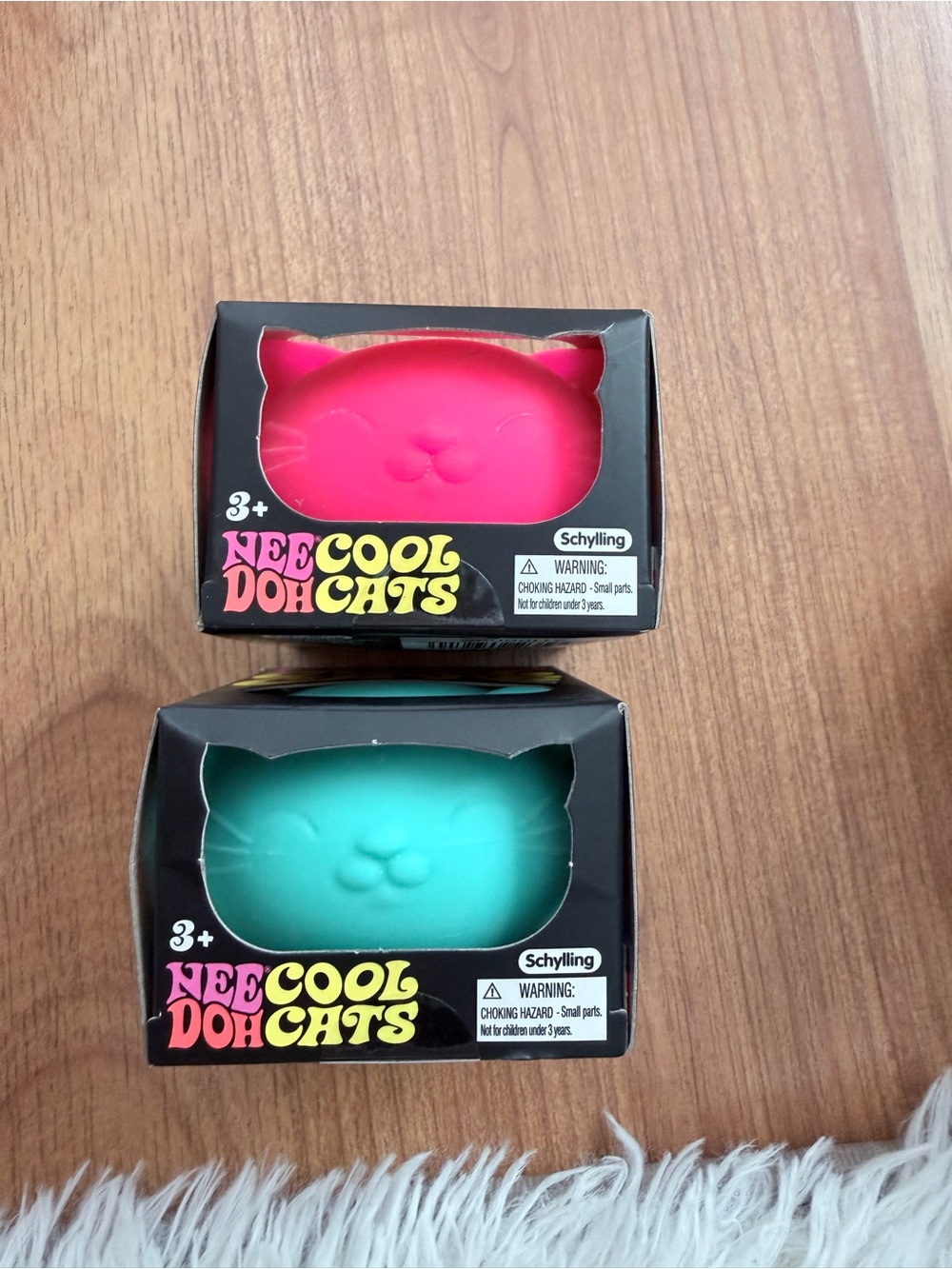 Bundle Neon Pink & Teal Cool Cats Squishy Toy Set by Schylling